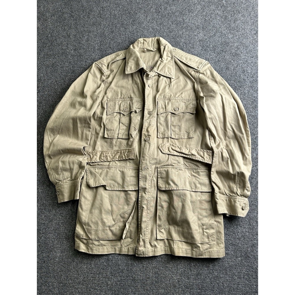 Mens US Military Tropical Safari Bush Jacket Khaki Late 1950s Size M